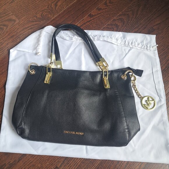 Michael Kors Chain Black Leather Tote - Picture 1 of 5